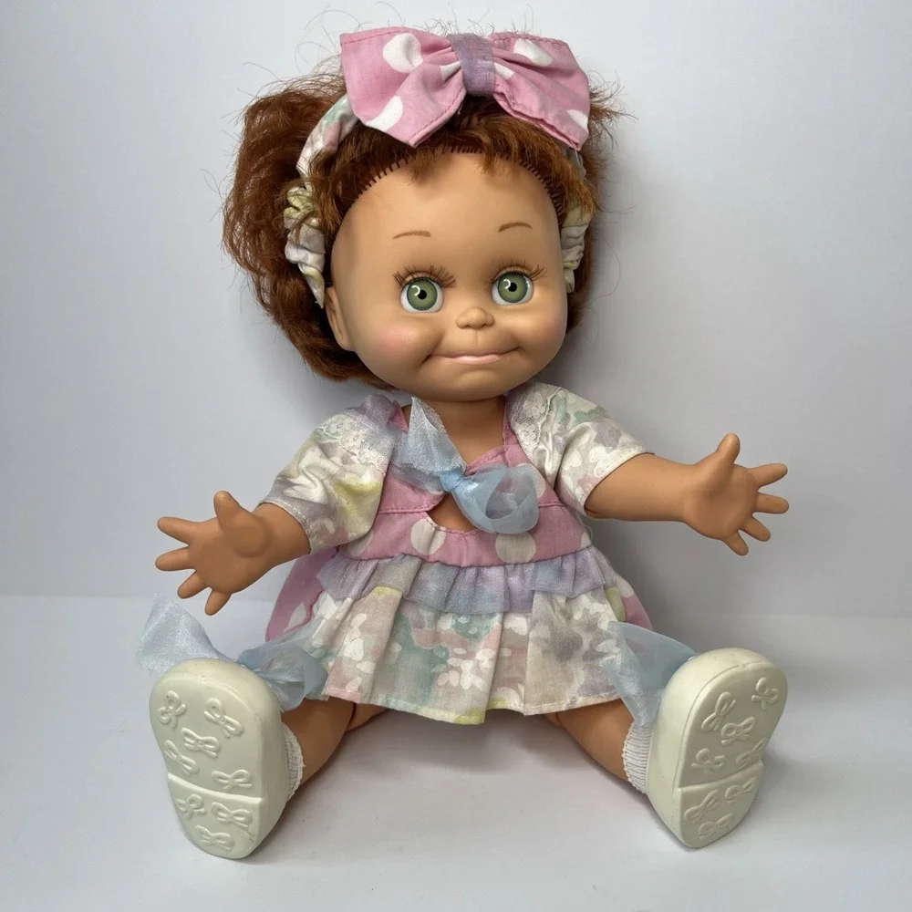 Vintage 1990 Galoob Baby Face So Shy Sherri #9 Green Eyes Pastel Dress